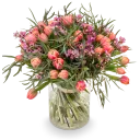 Bouquet of tulips in full bloom